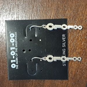 Vintage 925 silver Pierced earrings 2" The Mark of the Millennium